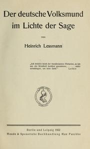 Cover of: Der deutsche Volksmund im Lichte der Sage