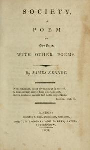 Cover of: Society, a poem in two parts by James Kenney