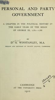 Cover of: Personal and party government, a chapter in the political history of the early years of the reign of George III, 1760-1766