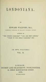 Cover of: Londoniana by Edward Walford
