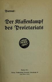 Cover of: Der Klassenkampf des Proletariats