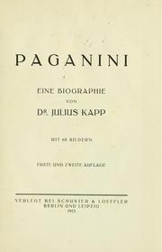 Cover of: Paganini by Kapp, Julius