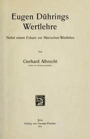 Cover of: Eugen Dührings Wertlehre: nebst einem Exkurs zur Marxschen Wertlehre