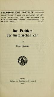 Cover of: Das Problem der historischen Zeit by Georg Simmel