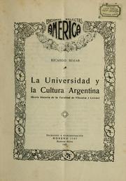Cover of: La universidad y la cultura argentina by Ricardo Rojas