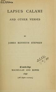 Cover of: Lapsus Calami: and other verses