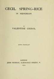Cover of: Cecil Spring-Rice by Chirol, Valentine Sir