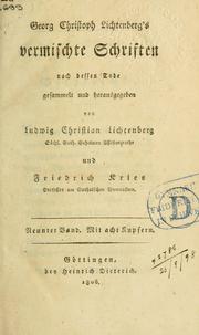Cover of: Vermischte Schriften by Georg Christoph Lichtenberg
