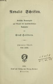 Cover of: Schriften by Novalis pseud