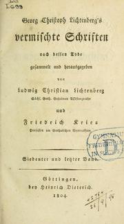 Cover of: Vermischte Schriften by Georg Christoph Lichtenberg