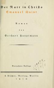 Cover of: Der narr in Christo, Emanuel Quint by Gerhart Hauptmann