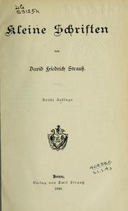 Cover of: Kleine Schriften