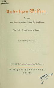 Cover of: Am heiligen Wasser by Jakob Christoph Heer