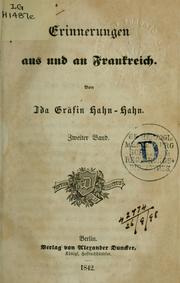 Cover of: Erinnerungen aus und an Frankreich by Ida Hahn-Hahn