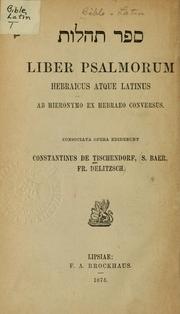 Cover of: Liber Psalmorum Hebraicus atque Latinus ab Hieronymo ex Hebraeo conversus