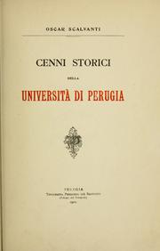 Cenni storici della Università di Perugia by Oscar Scalvanti