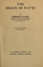 Cover of: The reign of Patti by Klein, Hermann