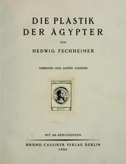 Cover of: Die Plastik der Ägypter: Neuntes bis Zwölftes Tausend