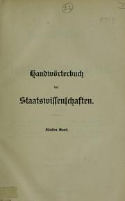 Cover of: Handwörterbuch der Staatswissenschaften by Johann Conrad