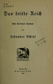 Cover of: Das dritte Reich by Schlaf, Johannes