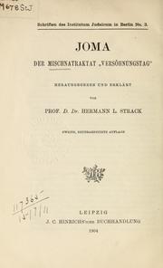 Cover of: Joma der Mischnatraktat "Versöhnungstag by Strack, Hermann Leberecht