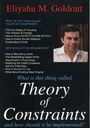Cover of: Theory of Constraints by Eliyahu M. Goldratt