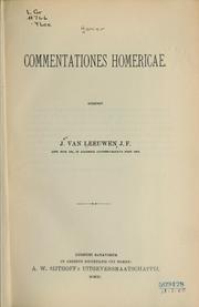 Cover of: Commentationes Homericae by Jan van Leeuwen