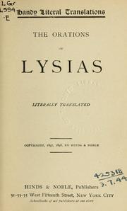 Cover of: The orations by Lysias