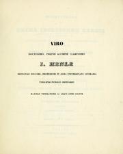 Cover of: Observationes de prima insectorum genesi: adiecta articulatorum evolutionis cum vertebratorum comparatione
