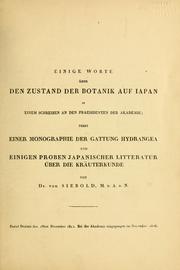 Cover of: Einige Worte über den Zustand der Botanik auf Iapan by Philipp Franz von Siebold
