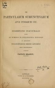 Cover of: De particularum subiunctivarum apud Pindarum usu