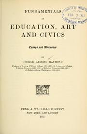 Cover of: Fundamentals in education, art and civics: essays and addresses