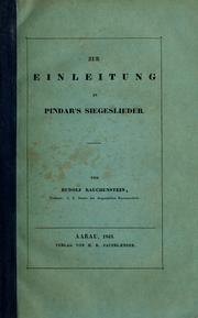 Cover of: Zur Einleitung in Pindar's Siegeslieder