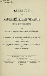 Cover of: Lehrbuch der neuhebräischen Sprache und Litteratur