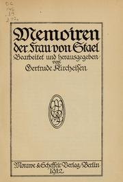 Cover of: Memoiren der Frau von Stael by Madame de Staël