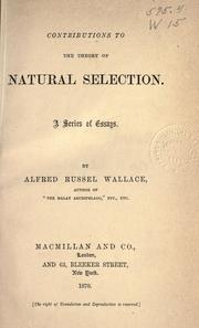 Cover of: Contributions to the theory of natural selection