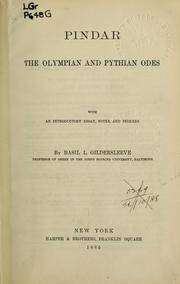 Cover of: Pindar: the Olympian and Pythian odes