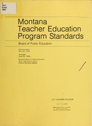 Cover of: Montana teacher education program standards