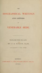 Cover of: The biographical writings and letters of Venerable Bede
