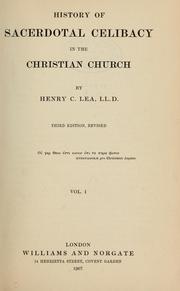 Cover of: History of sacerdotal celibacy in the Christian church by Henry Charles Lea