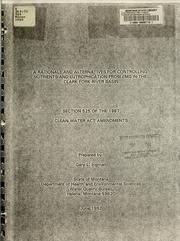 Cover of: A rationale and alternatives for controlling nutrients and eutrophication problems in the Clark Fork River Basin by Gary L. Ingman, Gary L. Ingman