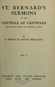 Cover of: St. Bernard's sermons on the Canticle of Canticles