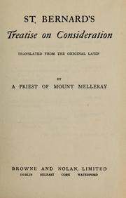 Cover of: St. Bernard's Treatise on consideration