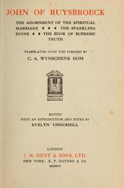 Cover of: The adornment of the spiritual marriage: The sparkling stone ; The book of supreme truth
