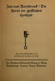 Cover of: Jan van Ruysbroeck: Die Zierde der geistlichen Hochzeit