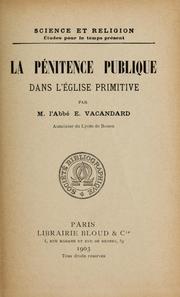 Cover of: La Pénitance publique dans l'Eglise primitive