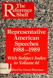 Cover of: Representative American speeches, 1988-89 by Owen Peterson