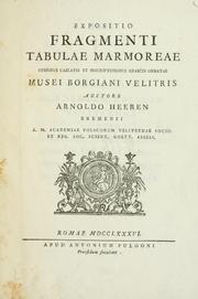 Cover of: Expositio fragmenti tabulae marmoreae by A. H. L. Heeren