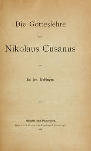 Cover of: Die Gotteslehre des Nikolaus Cusanus