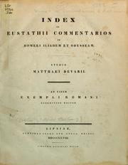 Cover of: Index in Eustathii Commentarios in Homeri Iliadem et Odysseam by Matthaeus Devarius